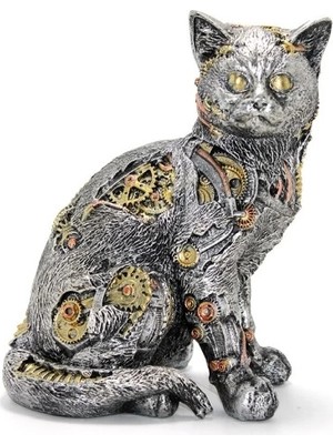 Eco Lounge Steampunk Polyester Kedi Figürü Model 1