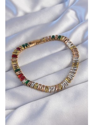 Eco Lounge 316L Çelik Gold Renk Renkli Su Yolu Tasarımlı Bileklik