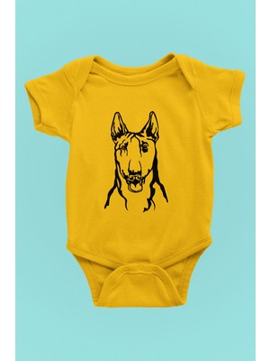 Darkhane Bull Teriyer Portre - Köpek Baskılı Unisex Sarı Bebek Body - Zıbın BB004