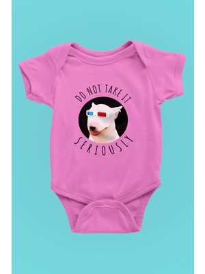 Darkhane Ciddiye Alma Bull Teriyer - Köpek Baskılı Unisex Pembe Bebek Body - Zıbın BB002