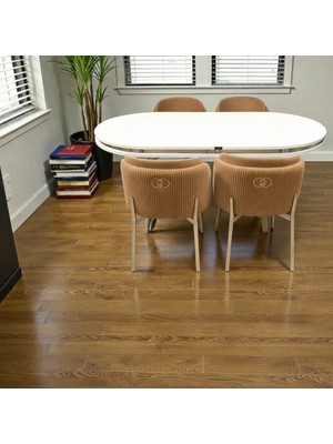 Msy Home 6 Kişilik Aura Krom Serisi Beyaz Lake Oval Yemek Masası ve Puffy Krem Sandalye Takımı Modern