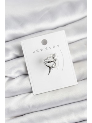 Eco Lounge Gümüş Renk Pirinç Diken Model Kıkırdak Earcuff Küpe