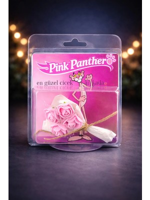 İnci Sepette Pembe Panter Temalı Hot Flowers Özel Üretim ve Basım Karakteri Hediye Buketi