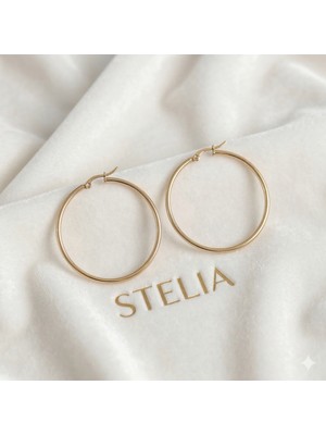 Stelia 316 Çelik Gold – Altın Renk 43 mm Halka Model Kadın Küpe