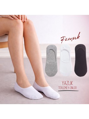 3 Çift Pamuklu Yazlık Görünmez Babet Çorap