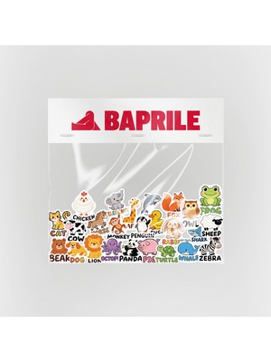 Baprile Ingilizce Hayvanlar Sticker Paketi 25 Parça Kaliteli Su Geçirmez Etiket Seti