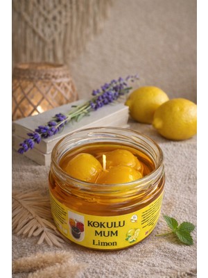 Home Limon Aromalı Kokulu Mum | Cam Kavanoz Dekoratif Mum
