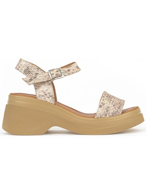 Ziya, Kadın Hakiki Deri Topuklu Sandalet 161992Z64028 Gold-Yılan
