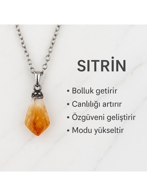 Kolyeucum Evcikuş Doğal Sitrin Taşı Kolye – Ham Doğal Taş Kolye, Enerji Taşı, Minimal Tasarım Kolye