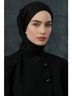 Bloom Desen Kaşmir Şal Siyah