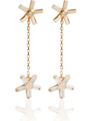 Roberto Bravo 14 Ayar Altın Taşlı Çiçek Küpe