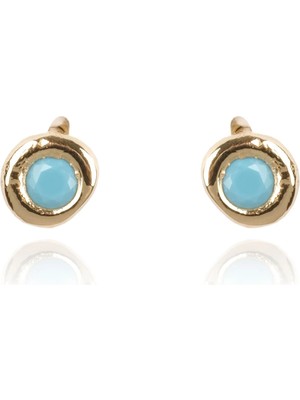 Berk Mücevherat 14 Ayar Altın Mavi Taşlı Çocuk Küpesi