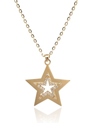 Berk Mücevherat 14 Ayar Altın Taşlı Yıldız Kolye