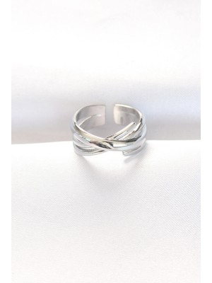 Eco Lounge Kalın Silver Renk Ayarlanabilir Yüzük