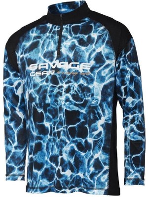 Savage Gear L Beden Marine Uv Long Sleeve Sea Blue Uzun Kollu Tişört