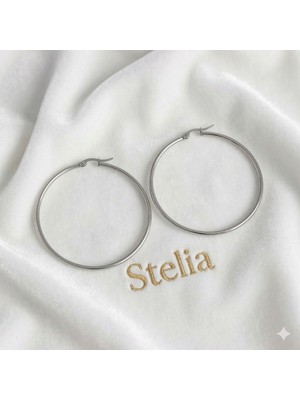 Stelia 316 Çelik Gümüş Renk 53 mm Halka Model Kadın Küpe