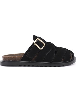 Gönderi(r) Kadın Siyah Süet  Tokalı Günlük Terlik