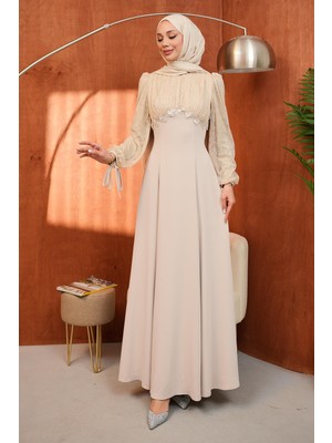 İmaj Butik Vizon Kol Sırt Bağlama Detaylı Abiye