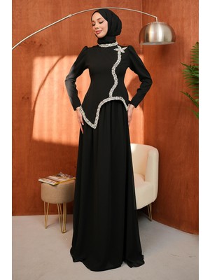 İmaj Butik Siyah Eteği Şifon Ikili Abiye Takım