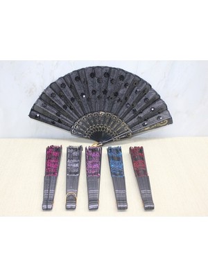 Plastik Pullu Yelpaze Siyah Renk Nemere