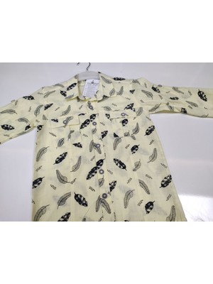 Sofun Erkek Çocuk Yaprak Desenli Önden Cepli Sarı Renk Günlük ve Spor Gömlek
