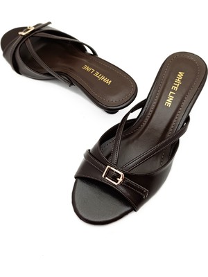 Gdt Ayakkabı Kahve Renk Toka Ayrıntılı 36-37-38-39-40 Arası Alçak Topuk Kadın Terlik