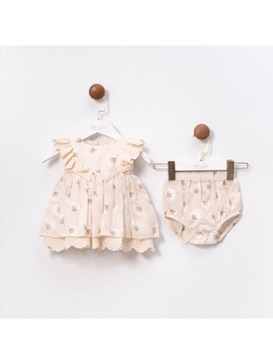 Cumino Kız Bebek Pamuklu Naturel Takım