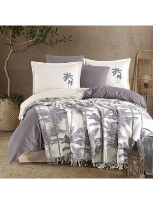 Clasy %100 Pamuk Battaniyeli Nevresim Takımı Çift Kişilik Arvona V2 Antrasit