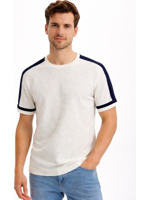 Cazador Triko Bisiklet Yaka T-Shirt Erkek 34045 Ekru