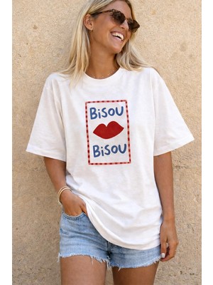 Monila Kadın Premium Kumaş Baskılı Pamuklu Oversize T-Shirt