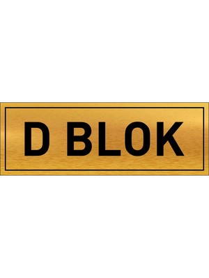 Hobishop D Blok Yazılı Gold Metal Levha 20 x 7 cm