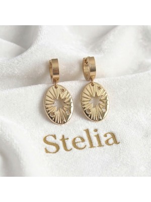 Stelia 316L Çelik Gold - Altın Renk Kutup Yıldız Işleme Kadın Küpe