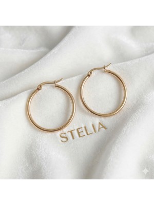Stelia 316 Çelik Gold Renk 27 mm Halka Model Kadın Küpe