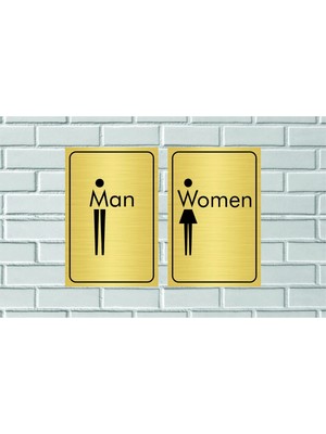 Hobishop Man Women Yazılı Gold Metal Levha  Ölçü 15 x 10 cm