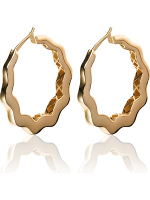 Berk Mücevherat 14 Ayar Altın Italyan Tasarım Halka Küpe