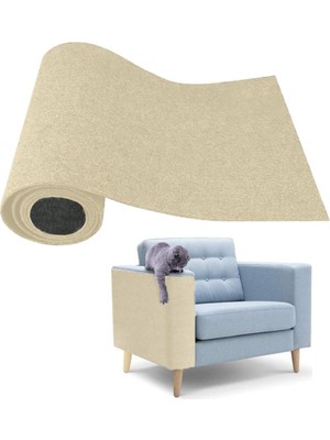 Braventa Collection Kedi Tırmalama Halısı Yapışkanlı Her Yüzeye Uygulanabilir Kesilebilir Mobilya Koruyucu Mat (Krem, 40