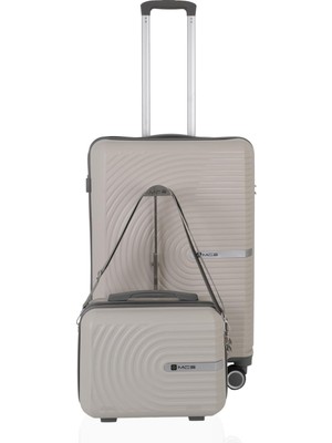 Braventa Collection Mçs Polipropilen 2'li Valiz Seti Orta & Makyaj V374 Kemik Gri