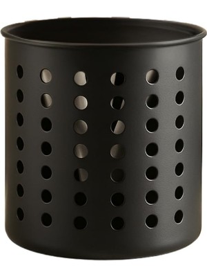 Braventa Collection Siyah Silindir Plastik Kaşıklık – Modern Tasarımlı, Delikli Havalı Yapı, Dayanıklı ve Şık Mutfak Düz