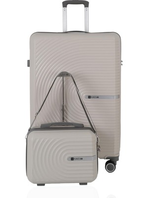 Braventa Collection Mçs Polipropilen 2'li Valiz Seti Büyük & Makyaj V374 Kemik Gri