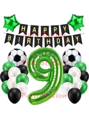 Braventa Collection Parti Station Futbol Yeşil 9 Yaş Doğum Günü Balon Set Psyslfutbol