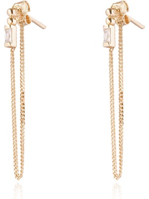 Berk Mücevherat 14 Ayar Altın Taşlı Zincirli Küpe