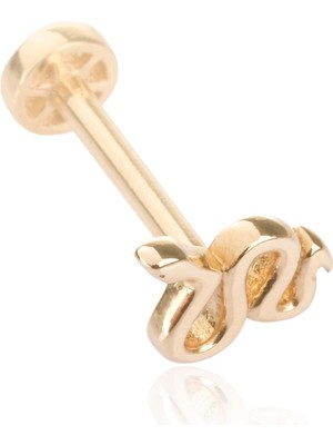 Berk Mücevherat 14 Ayar Altın Minimal Yılan Figürlü Tragus Küpe