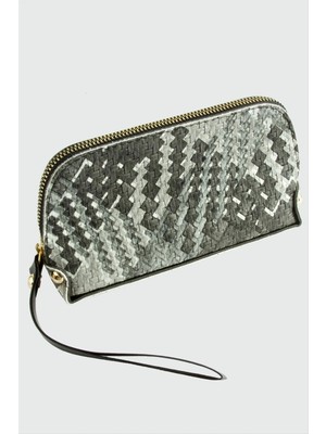 Starseven Gri Hasır Desenli Dikdörtgen Deri Cüzdan