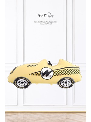 Braventa Collection Krem Retro Yarış Arabası Folyo Balon Büyük 110CM 9405