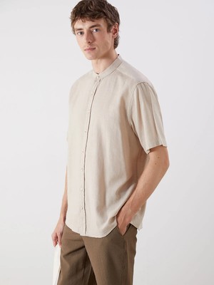 Lc Waikiki Yeni Sezon Regular Fit Kısa Kollu Keten Görünümlü Erkek Gömlek