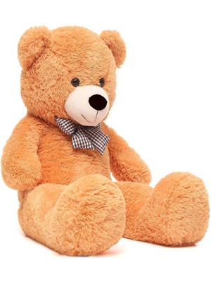 Braventa Collection Papyonlu Sevimli Peluş Şaşkın Ayı 80 cm - Sevgiliye Özel Hediye Kahverengi