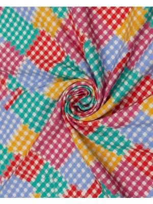 Podyum Baskı Rengarenk Geometrik Desenli Dijital Baskılı Döşemelik Koltuk Kumaşı, Kırlent, Minder Kumaşı 100X140CM