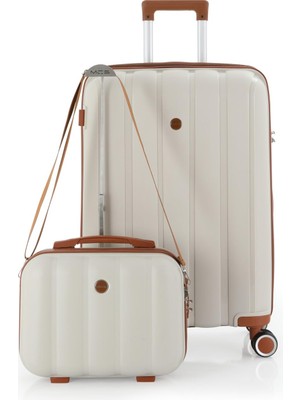 Braventa Collection Mçs Polipropilen 2'li Valiz Seti Orta & Makyaj V305 Kemik Kahverengi