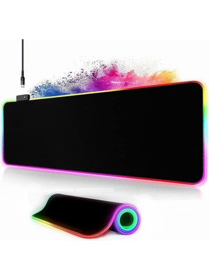Braventa Collection Owege Oyun Fare Altlığı Xxl 800 x 300 mm Rgb Fare Altlığı, Büyük, 14 Aydınlatma Modu, 7 LED Renk, Di