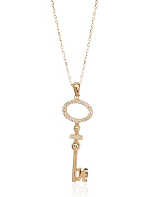 Berk Mücevherat 14 Ayar Altın Anahtar Figürlü Taşlı Kolye